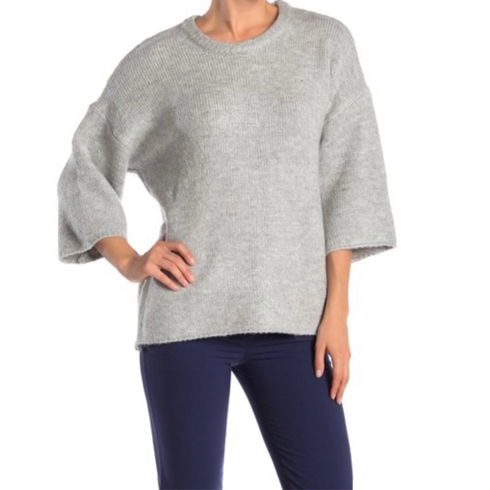 CATHERINE MALANDRINO Soft Knit Sweater Boxy Drop Sleeve Grey Size XL NWT